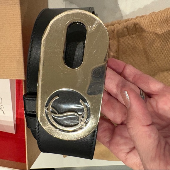 Christian Louboutin Black Belt with  Gold hardware New in Box - Picture 6 of 11
